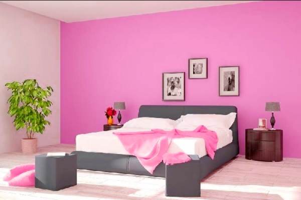 pink two colour combination for bedroom walls